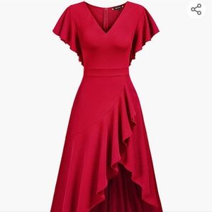 2XL red v-neck dress